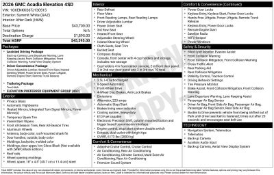 2026 GMC Acadia Elevation