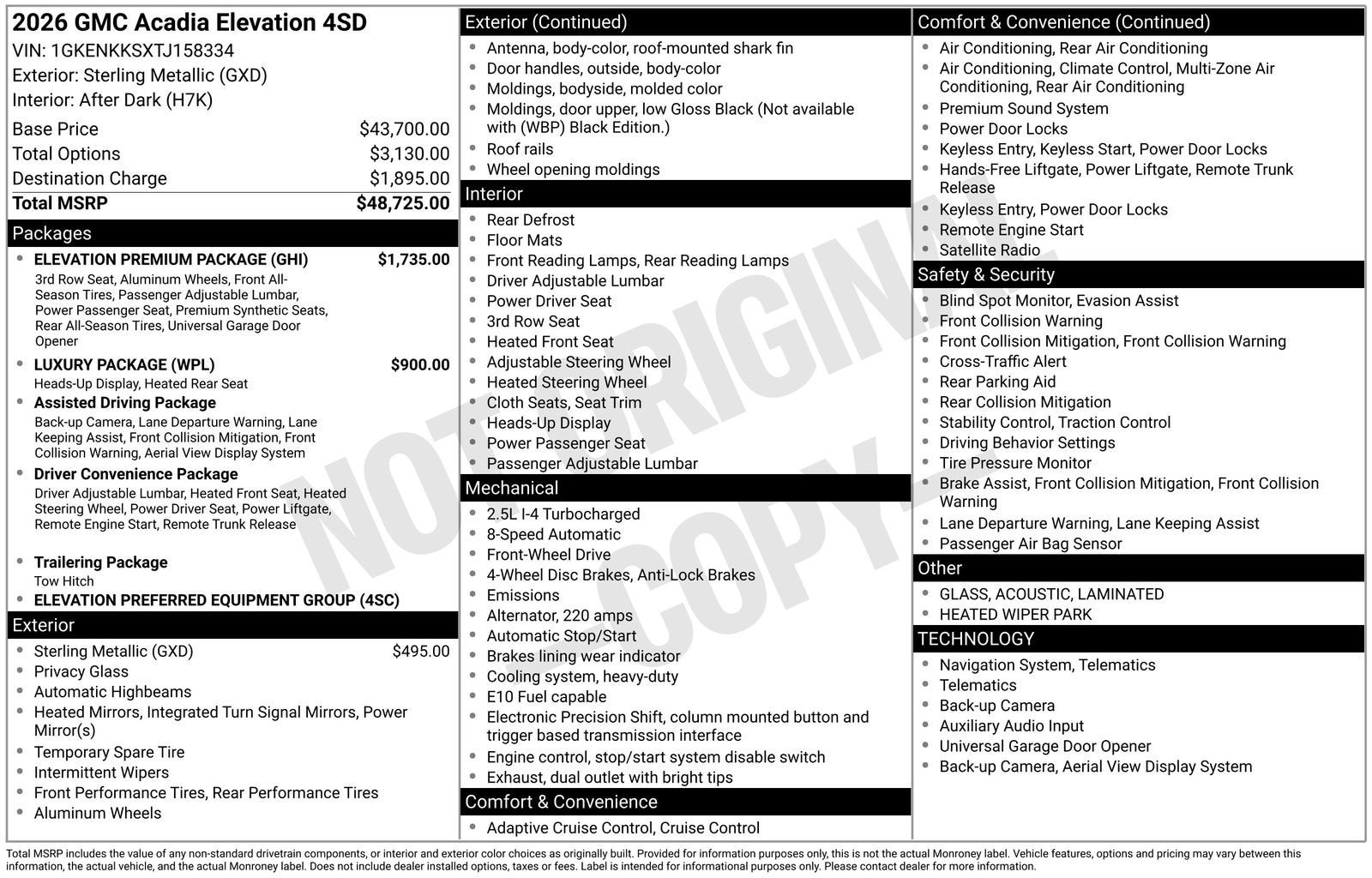 2026 GMC Acadia Elevation