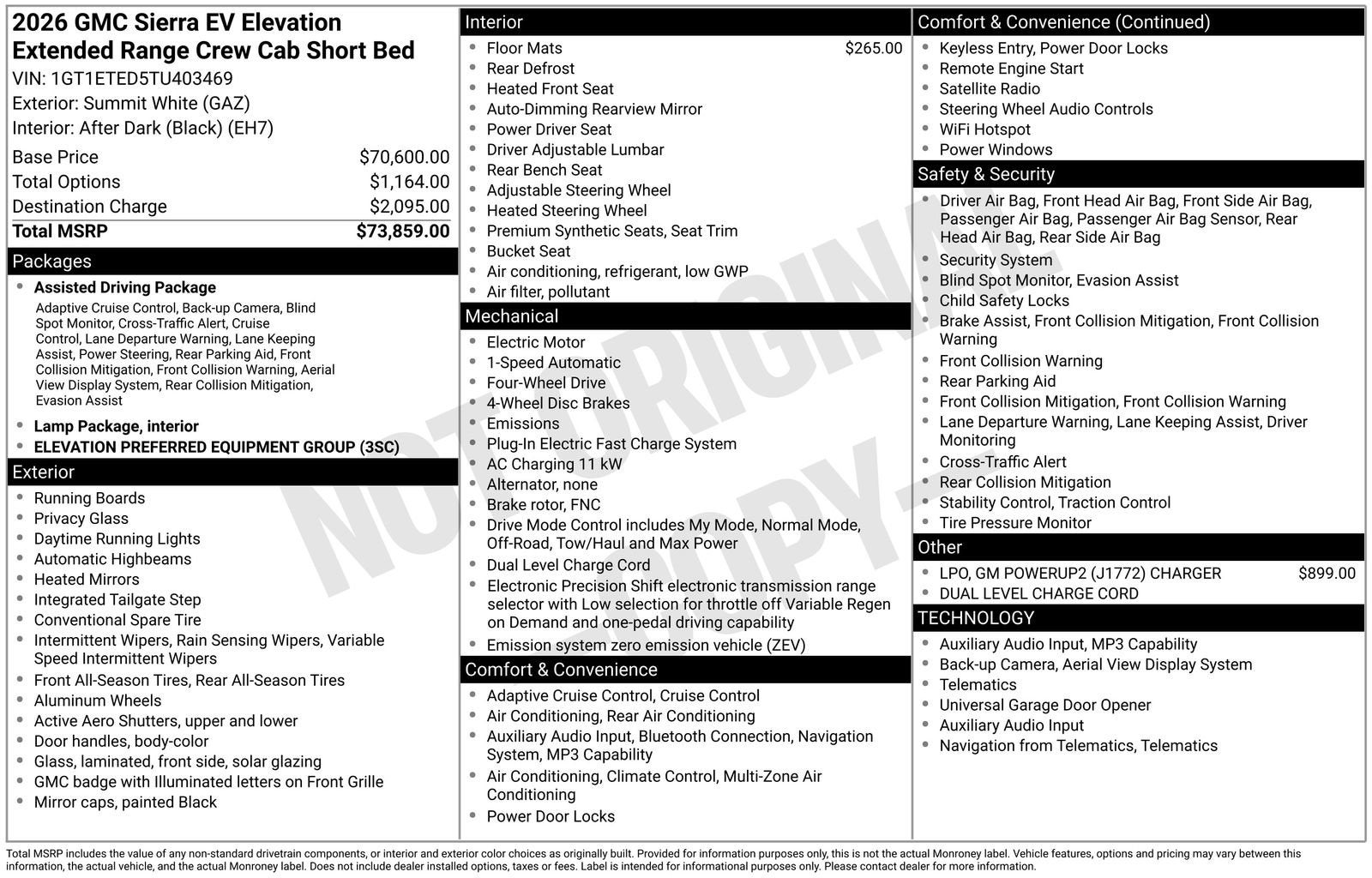 2026 GMC Sierra EV Elevation Extended Range