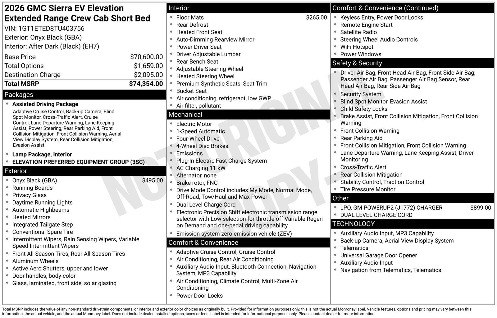 2026 GMC Sierra EV Elevation Extended Range
